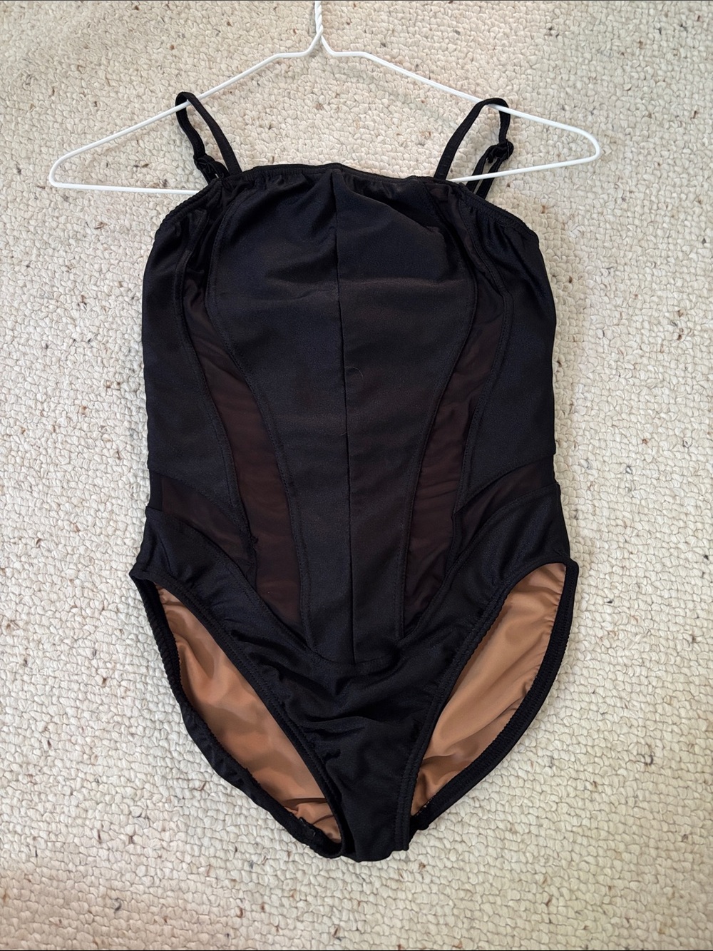 Black Womens Leotard With Mesh Detail